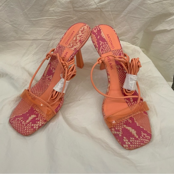 Antonio Melani Barden Lace-Up Dress Sandals 
Citrus Peach 7.5M or 10M New - Picture 3 of 12